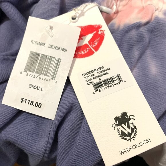 Wildfox Edelweiss Tie Dye Halter Neck Sleeveless Romper Back Keyhole Small NWT - Picture 10 of 11